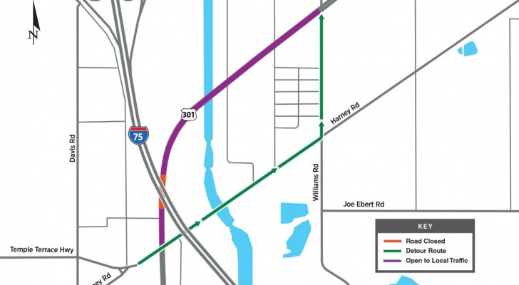 Weekend Closure Coming to US 301 Under I-75 in Tampa